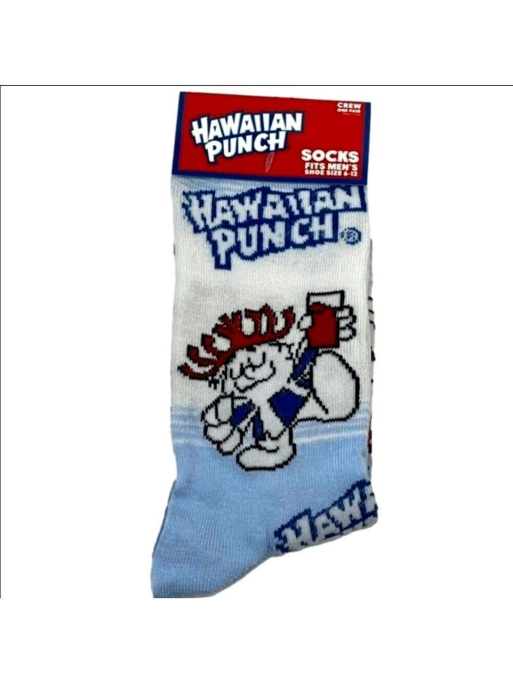 4/$25 Hawaiian Punch Novelty Crew Socks Fun Graphic Wacky Unisex New Fruit Punch